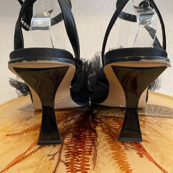 Circus-NY Sam Edelman,PointedToe Gauzy Ruffle Dress Ankle Strap Heels,Blk Size 8 - Picture 6 of 13